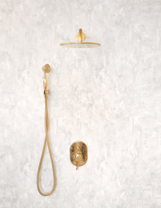 Unlacquered Brass Shower System - Built-In Shower