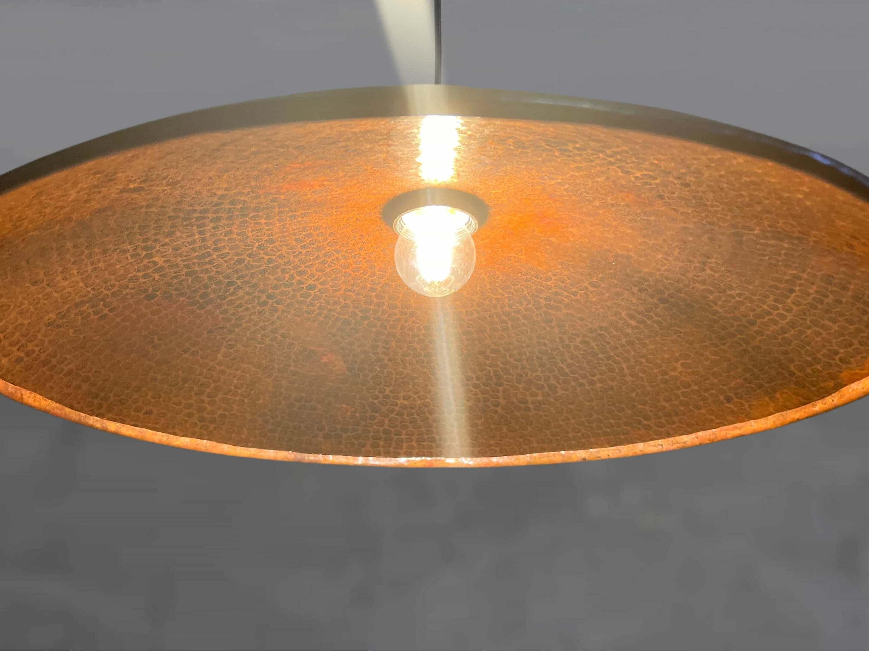 Handcrafted Copper Pendant Light Fixture – Rustic Patina Finish – Customizable Dimensions