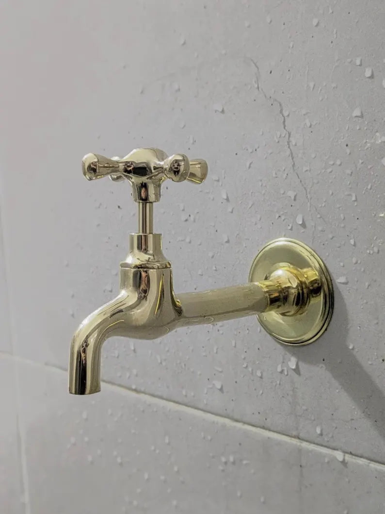 Unlacquered Brass Wall-Mounted Taps – Unlacquered Spigot Faucet for Indoor or Outdoor Use