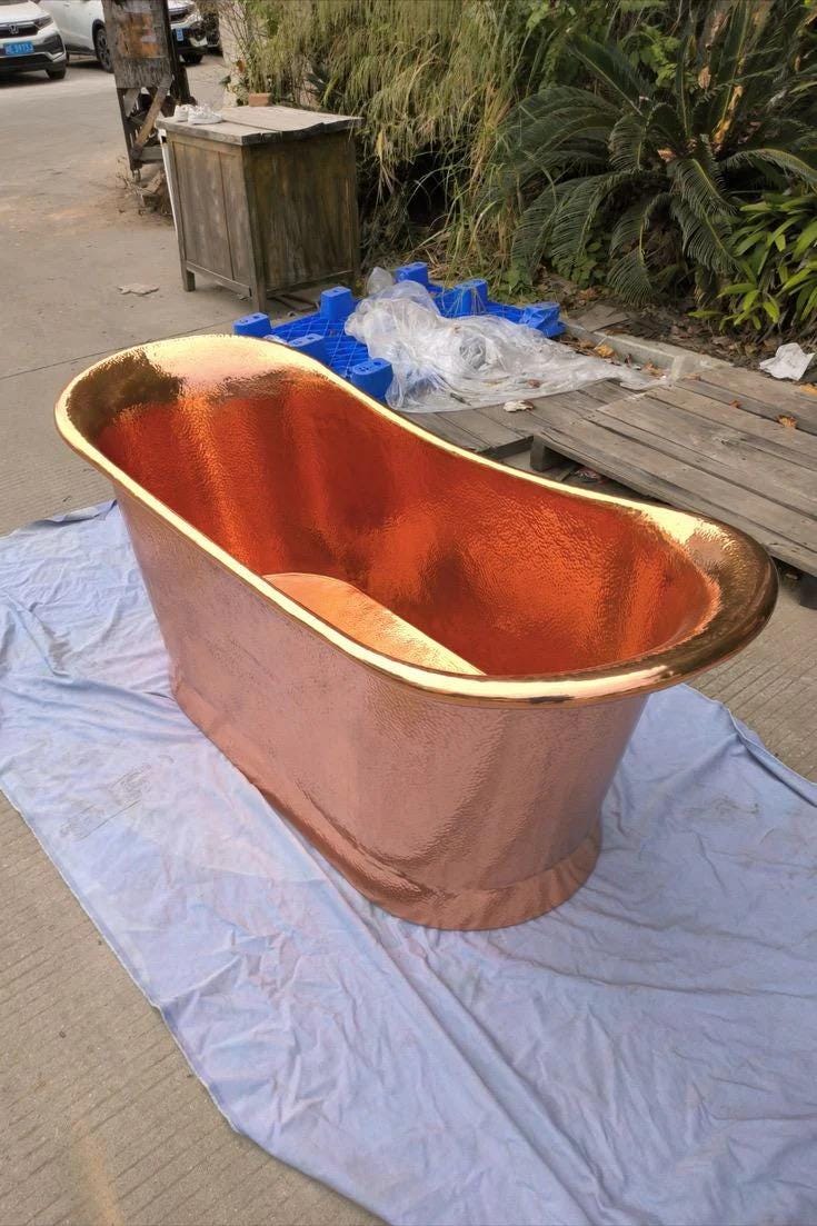 Solid Copper Bathtub, Vintage Freestanding Hammered Tub, Customized Tub , Copper Bathtub , Bathroom Decor Bathtub