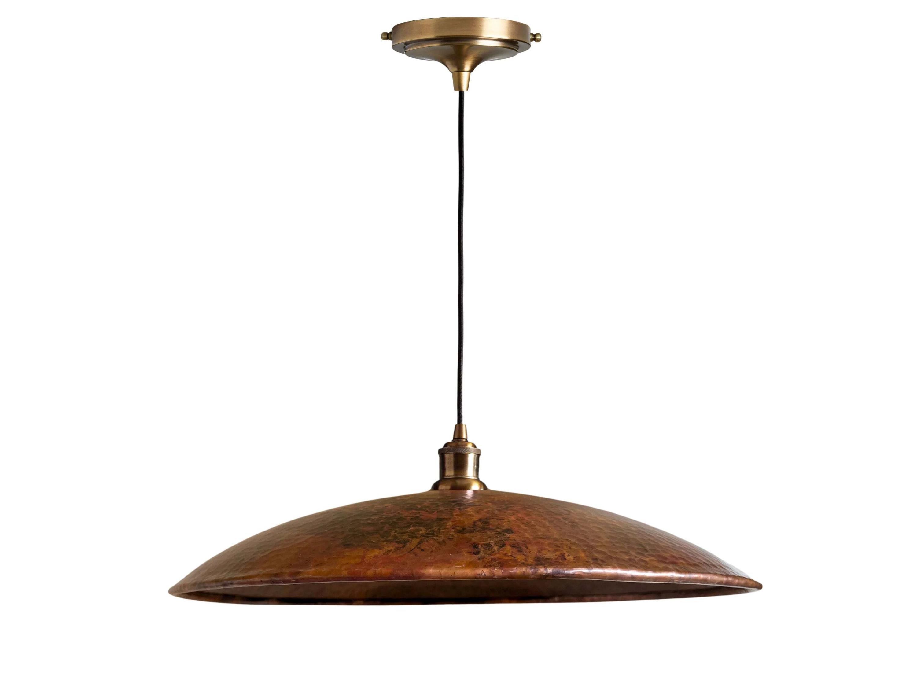 Handcrafted Copper Pendant Light Fixture – Rustic Patina Finish – Customizable Dimensions