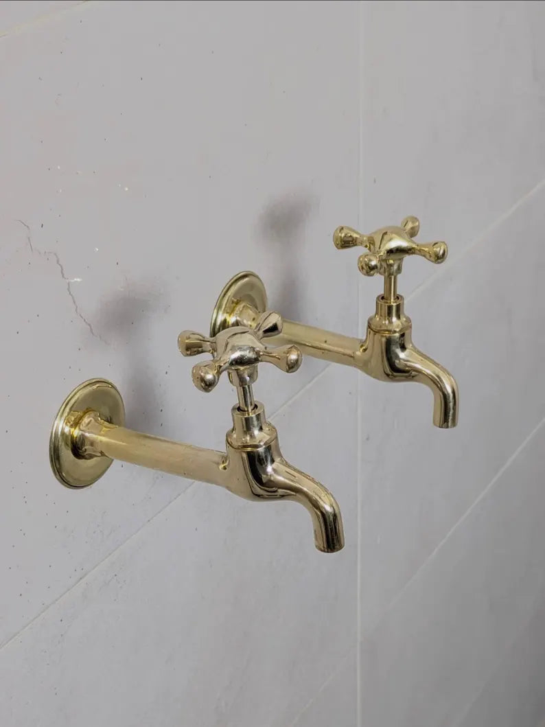 Unlacquered Brass Wall-Mounted Taps – Unlacquered Spigot Faucet for Indoor or Outdoor Use