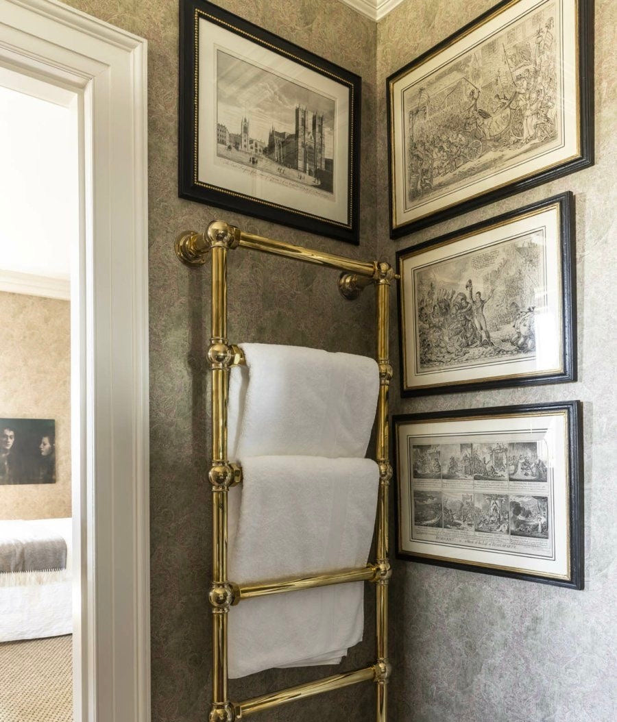 Vintage Style Solid Brass Towel Rail | Wall-Mounted Bathroom Rack | Handmade Brass Towel Holder , Brass Ladder Rail