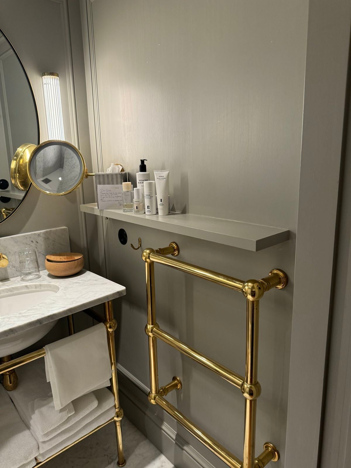 Vintage Style Solid Brass Towel Rail | Wall-Mounted Bathroom Rack | Handmade Brass Towel Holder , Brass Ladder Rail