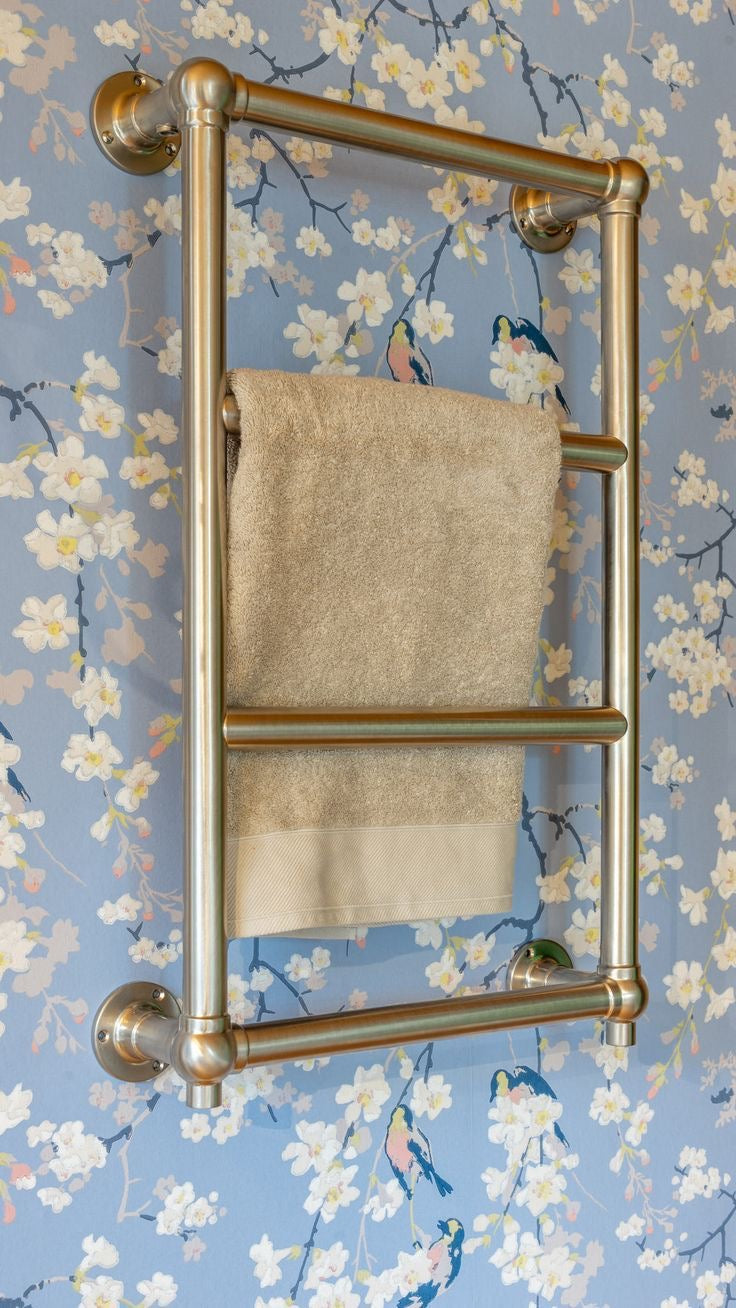 Vintage Style Solid Brass Towel Rail | Wall-Mounted Bathroom Rack | Handmade Brass Towel Holder , Brass Ladder Rail