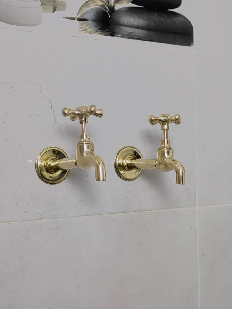 Unlacquered Brass Wall-Mounted Taps – Unlacquered Spigot Faucet for Indoor or Outdoor Use