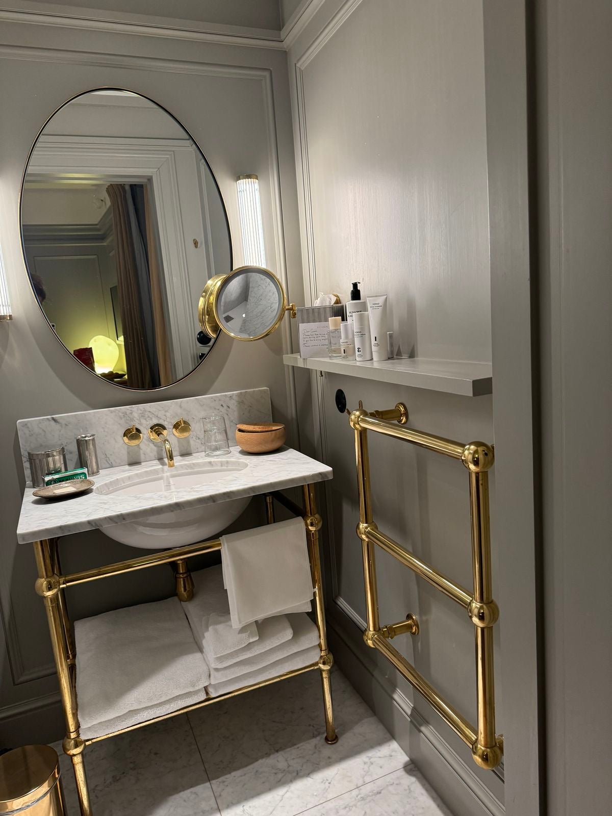 Vintage Style Solid Brass Towel Rail | Wall-Mounted Bathroom Rack | Handmade Brass Towel Holder , Brass Ladder Rail