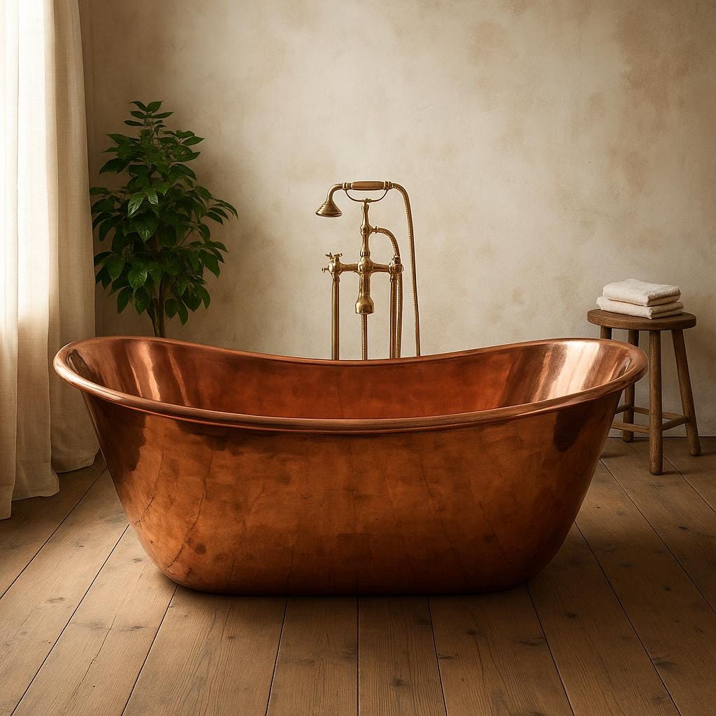 Solid Copper Bathtub, Vintage Freestanding Hammered Tub, Customized Tub , Copper Bathtub , Bathroom Decor Bathtub