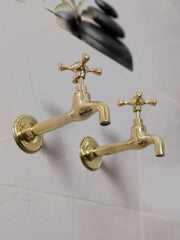 Unlacquered Brass Wall-Mounted Taps – Unlacquered Spigot Faucet for Indoor or Outdoor Use