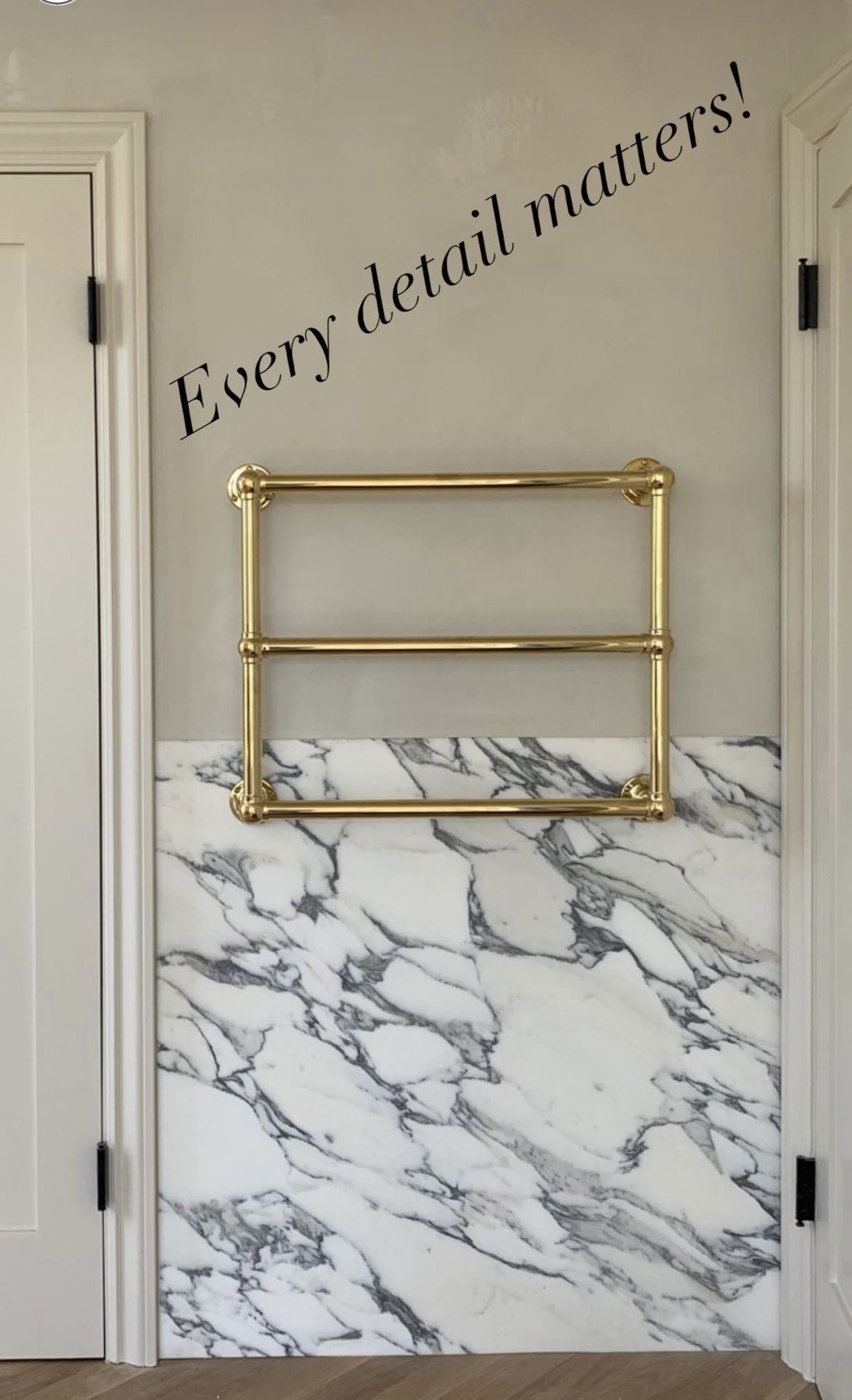 Vintage Style Solid Brass Towel Rail | Wall-Mounted Bathroom Rack | Handmade Brass Towel Holder , Brass Ladder Rail