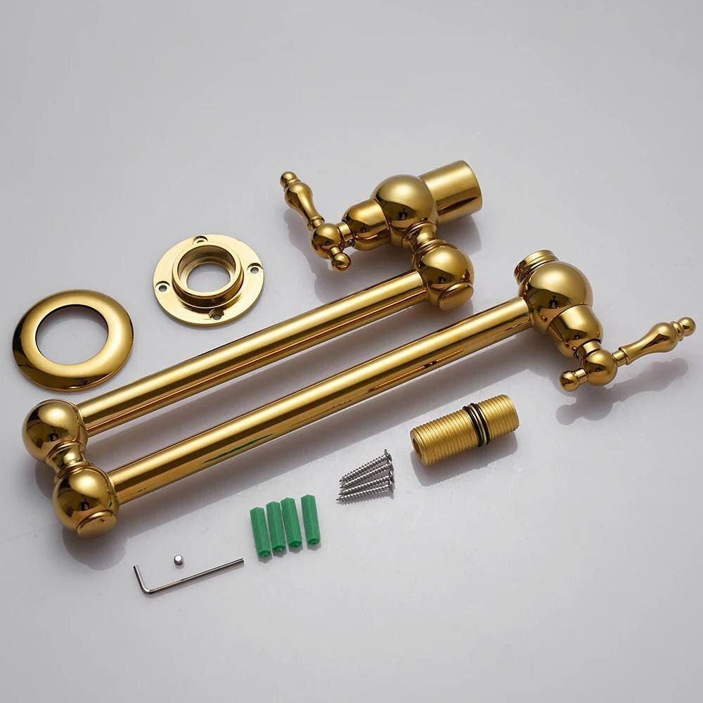 Unlacquered Brass Pot Filler with Cross Handle, Kitchen Brass Pot Filler, Antique Brass Pot Filler, Wall Mount Brass Faucet, Pasta Faucet