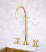 Elegant 3-Hole Unlacquered Brass Faucet - Timeless Design for Your Home - BRASSMA