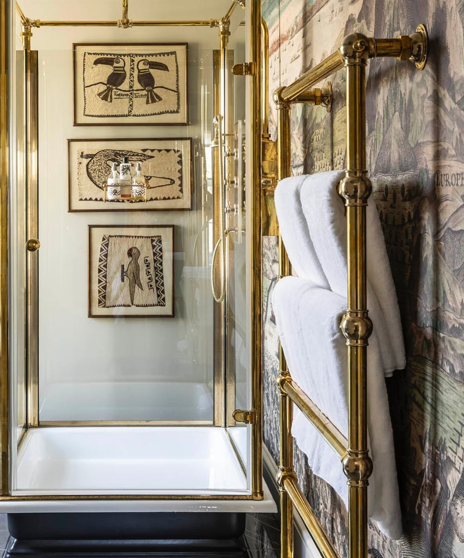 Vintage Style Solid Brass Towel Rail | Wall-Mounted Bathroom Rack | Handmade Brass Towel Holder , Brass Ladder Rail