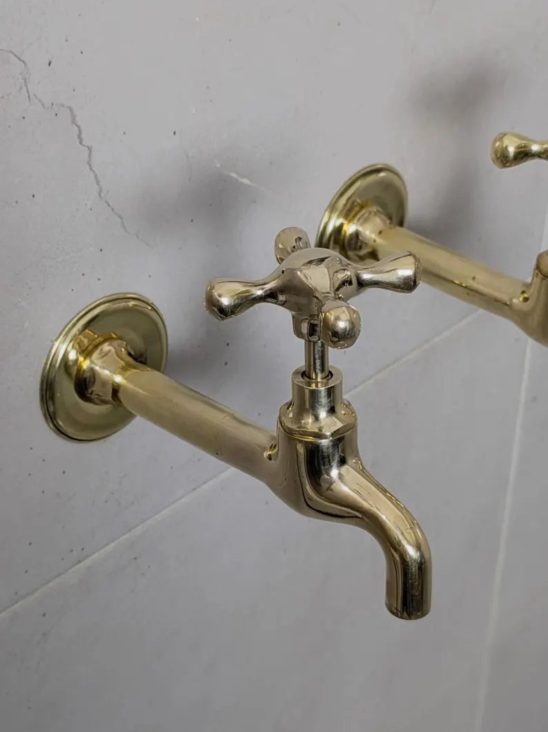 Unlacquered Brass Wall-Mounted Taps – Unlacquered Spigot Faucet for Indoor or Outdoor Use