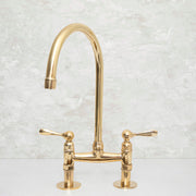 Elegant Unlacquered Brass Kitchen Bridge Faucet with Stylish Lever Handles - BRASSMA