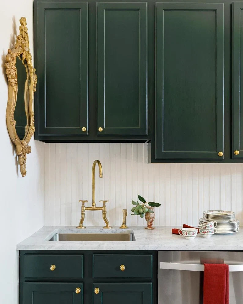 Unlacquered Brass curved legs bridge faucet