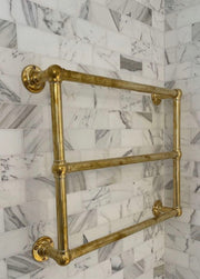 Vintage Style Solid Brass Towel Rail | Wall-Mounted Bathroom Rack | Handmade Brass Towel Holder , Brass Ladder Rail