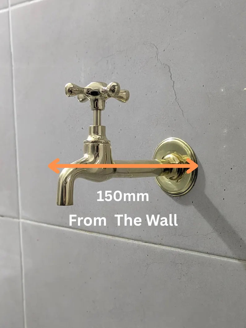 Unlacquered Brass Wall-Mounted Taps – Unlacquered Spigot Faucet for Indoor or Outdoor Use