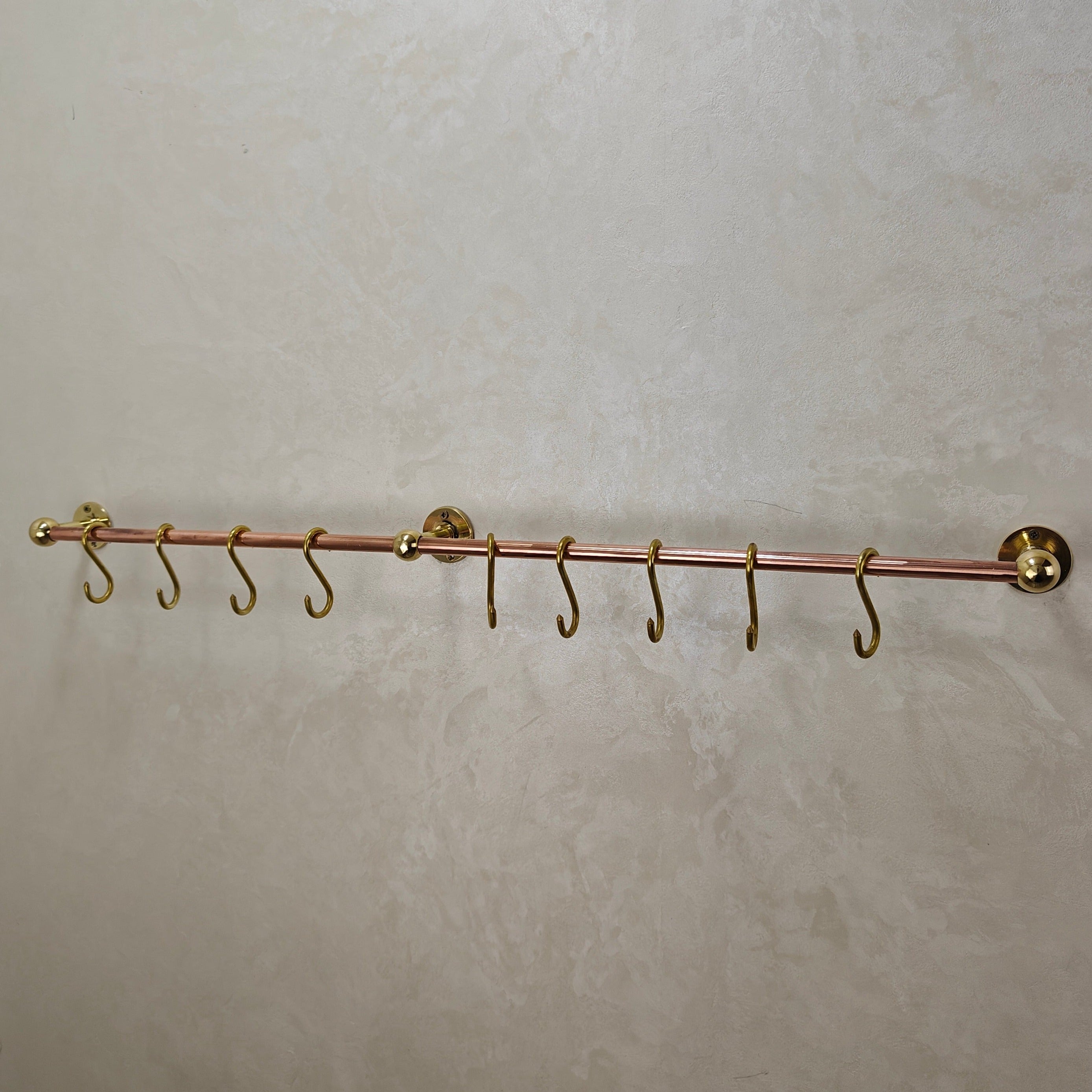 Copper Kitchen Pot Rack With "S" Hooks