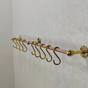 Copper Kitchen Pot Rack With "S" Hooks