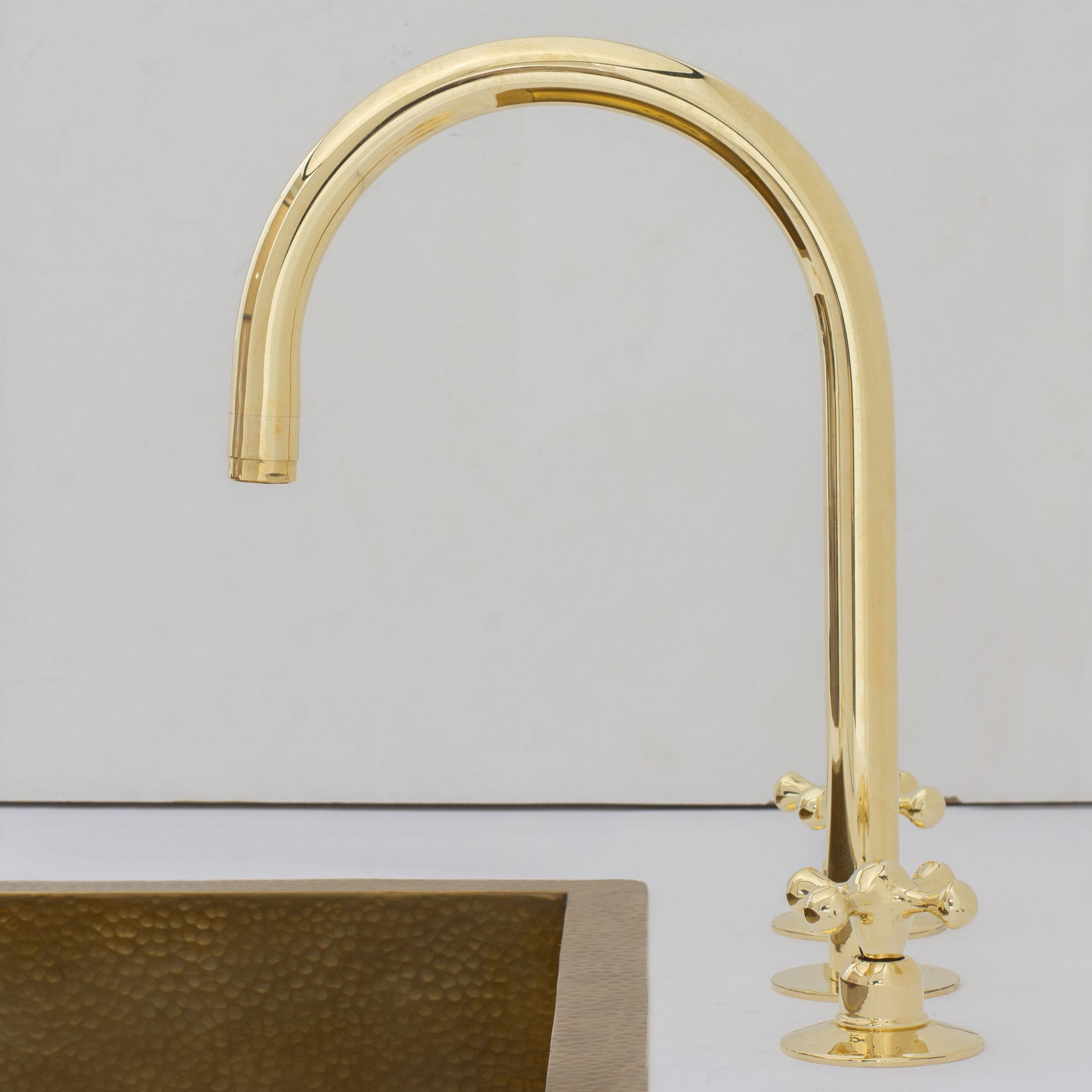 Unlacquered Brass Bathroom 3-Hole Faucet, Widespread Antique bathroom Faucet