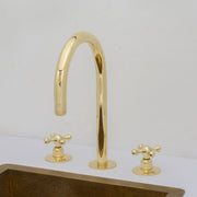 Unlacquered Brass Bathroom 3-Hole Faucet, Widespread Antique bathroom Faucet