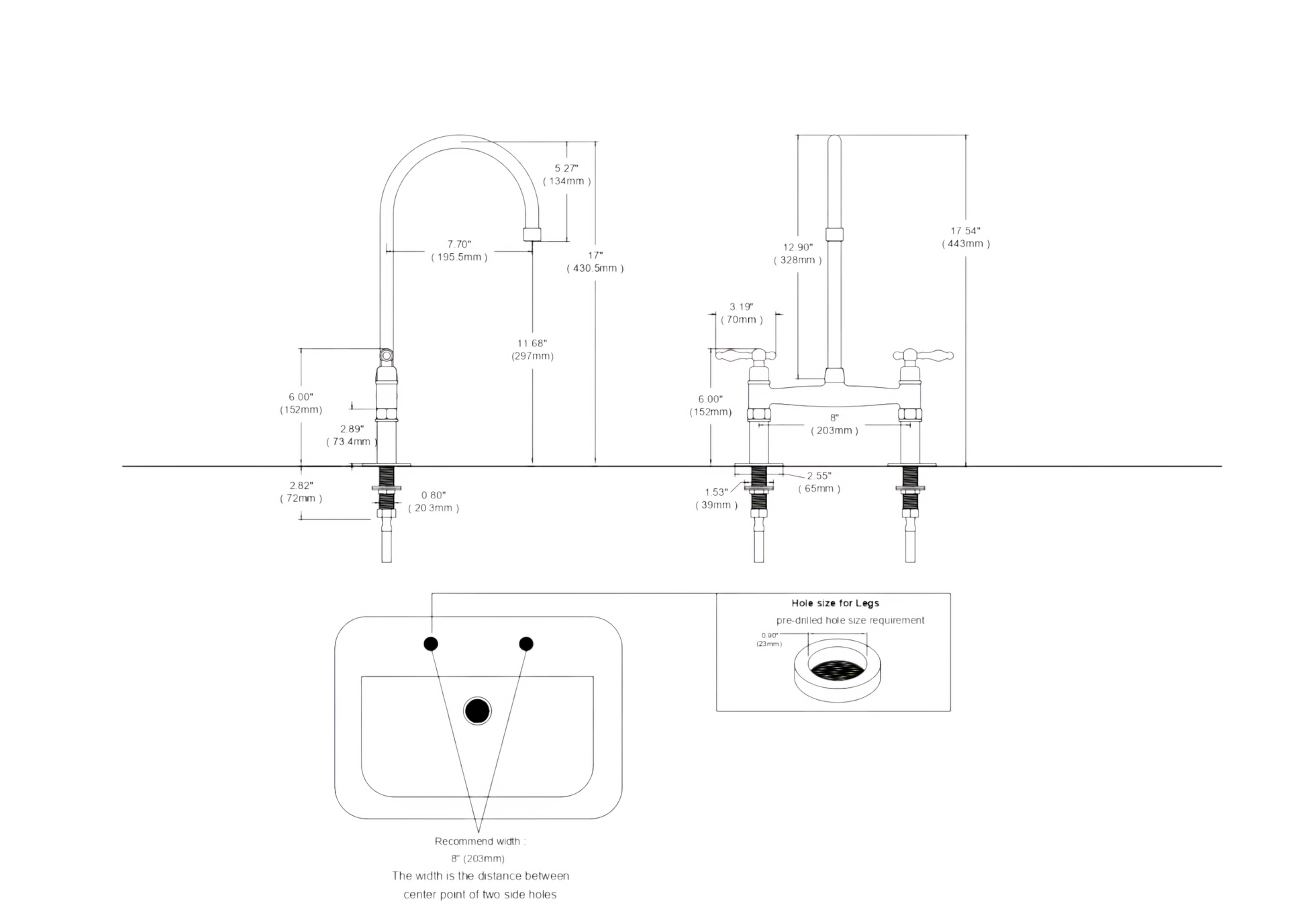 Unlacquered Brass Kitchen Faucet, Bridge Kitchen Faucet With Sprayer, Antique Brass Gold Faucet (8") - BRASSMA