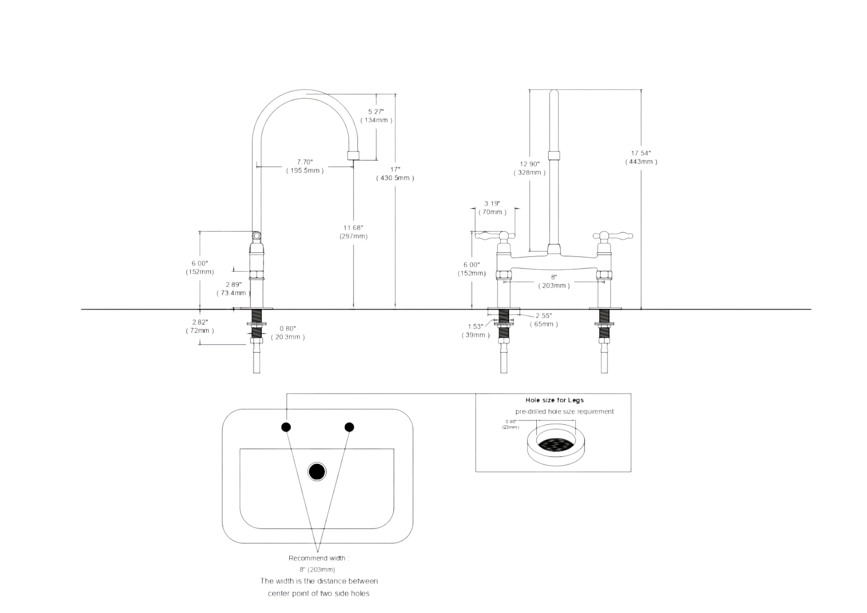 Unlacquered Brass Kitchen Faucet, Bridge Kitchen Faucet With Sprayer, Antique Brass Gold Faucet (8") - BRASSMA