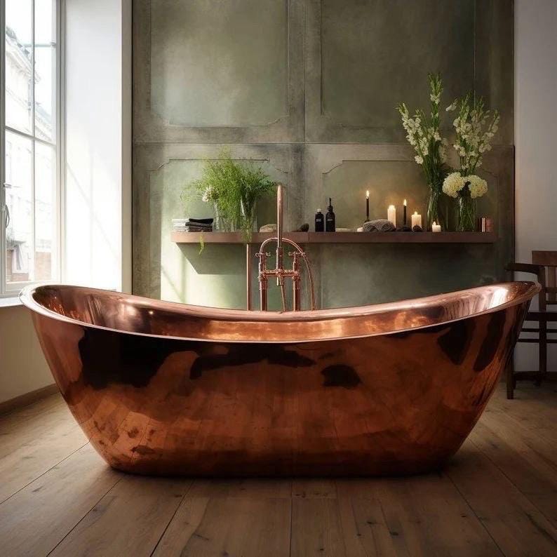 Solid Copper Bathtub, Vintage Freestanding Hammered Tub, Customized Tub , Copper Bathtub , Bathroom Decor Bathtub