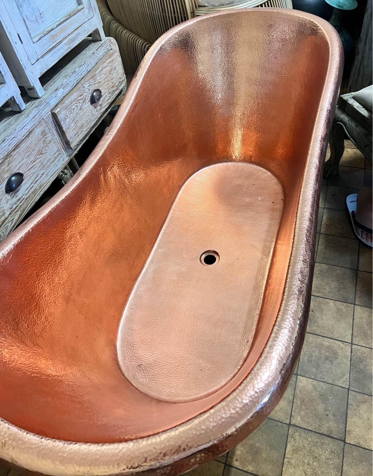 Solid Copper Bathtub, Vintage Freestanding Hammered Tub, Aged Blue Customized Tub , Copper Bathtub , Bathroom Decor Bathtub
