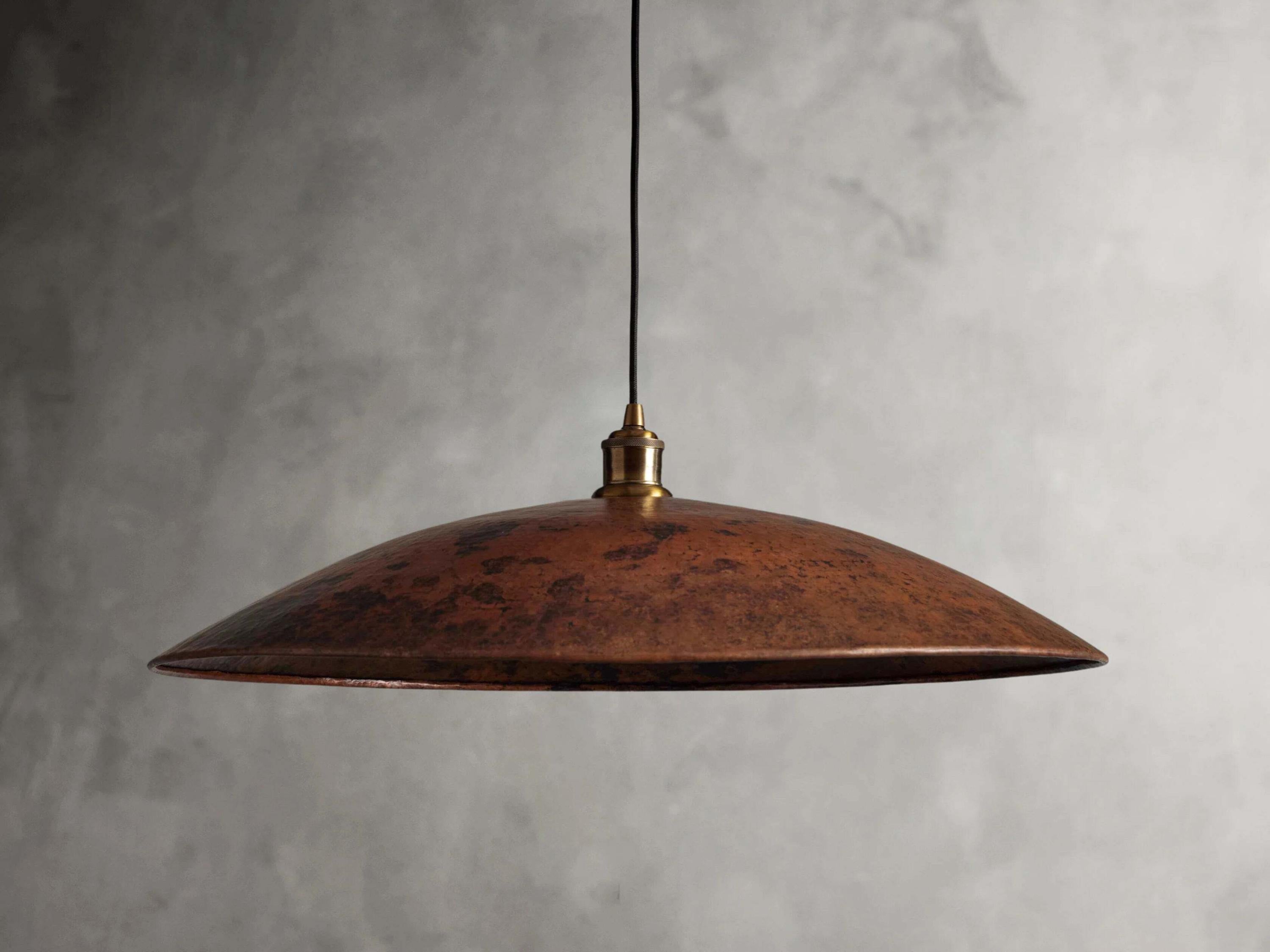 Handcrafted Copper Pendant Light Fixture – Rustic Patina Finish – Customizable Dimensions