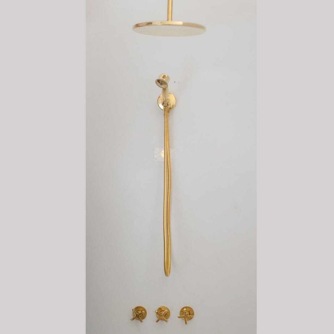Brass Shower Fixtures - Dual Shower Head (Ceiling mount shower head/Handheld shower)