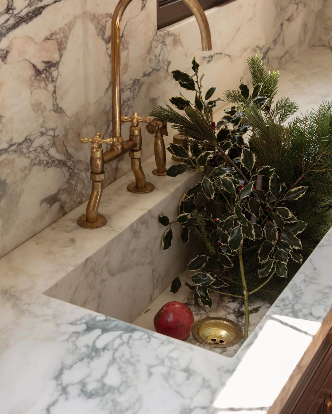 Unlacquered Brass curved legs bridge faucet