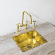 Unlacquered brass L shape Spout kitchen faucet