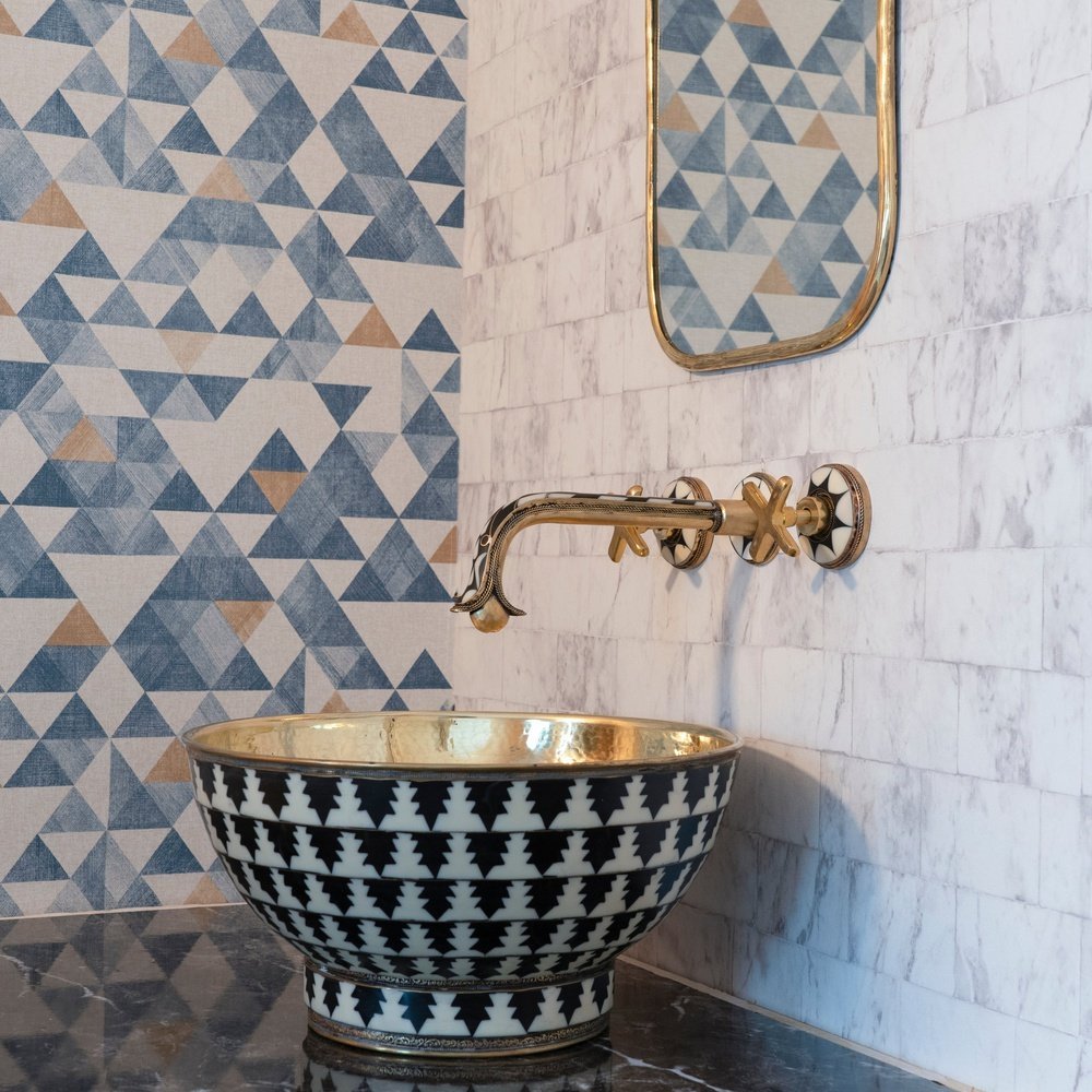 Handcrafted Wood & Brass Wall Mounted faucet