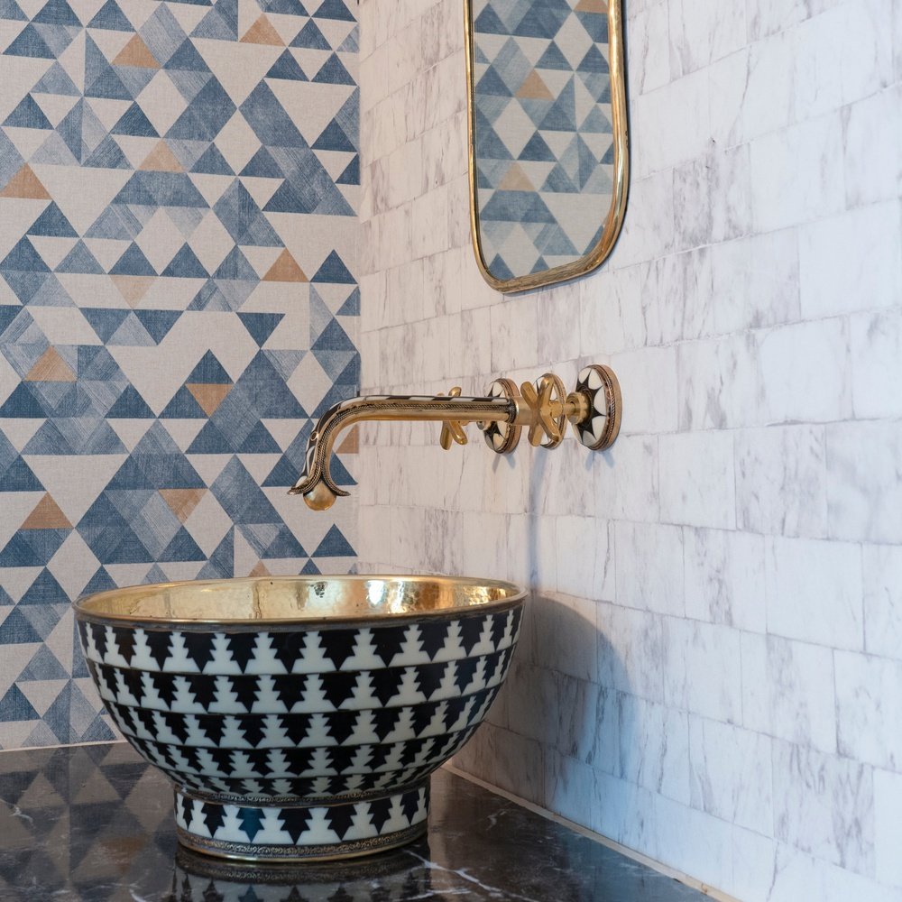 Handcrafted Wood & Brass Wall Mounted faucet