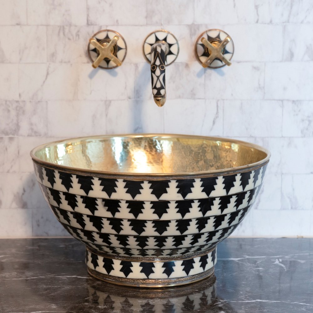 Handcrafted Wood & Brass Wall Mounted faucet