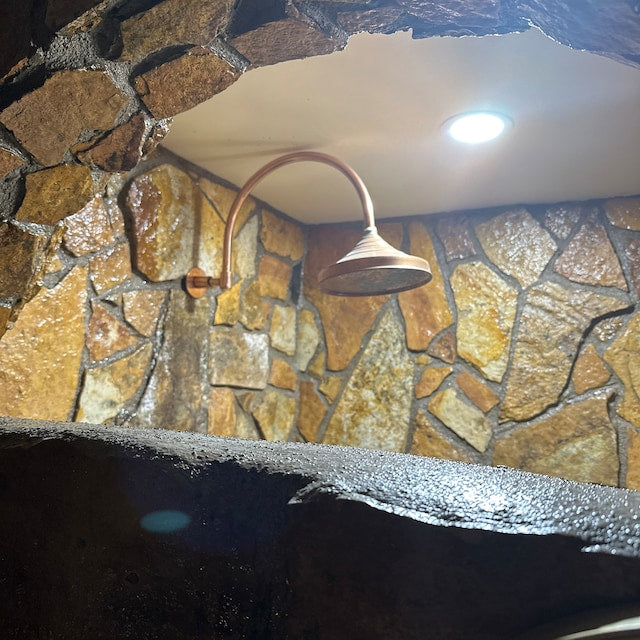 Round Shower Head In Real Copper, Unlacquered copper Outdoor and Indoor showerhead