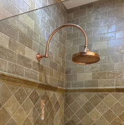 Round Shower Head In Real Copper, Unlacquered copper Outdoor and Indoor showerhead