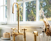 Antique Style, Unlacquered Solid Brass 8 Bridge Faucet
