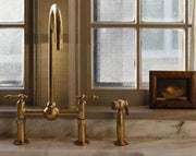 Vintage Brass Bridge Kitchen Faucet with Side sprayer