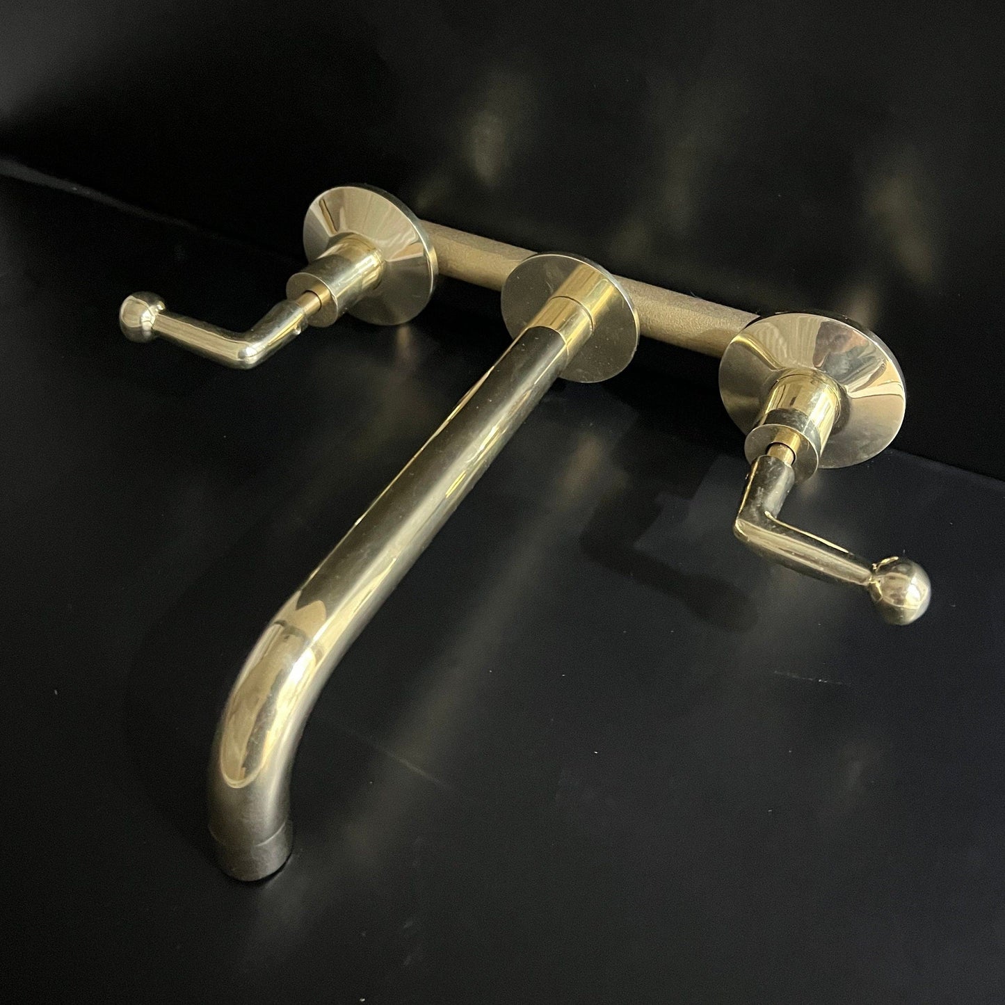 Unlacquered Brass Bathroom Faucet with Lever Handles