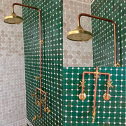 Copper Shower System , Outdoor backyard unlacquered Copper with foot wash