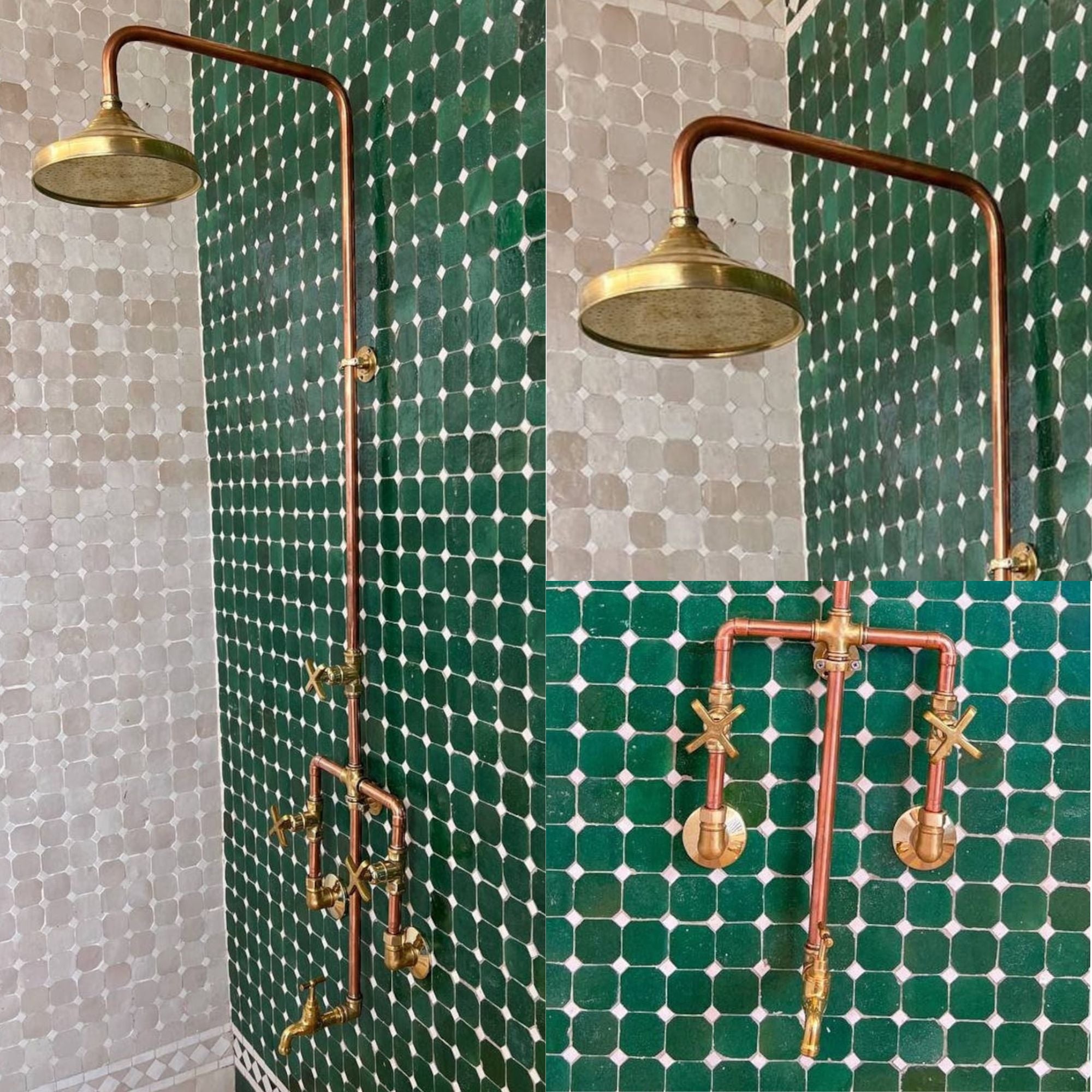 Copper Shower System , Outdoor backyard unlacquered Copper with foot wash