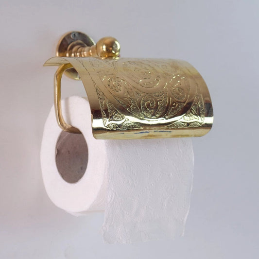 Solid Brass Toilet Paper Holder, Handcrafted Powder Room Roll Holder