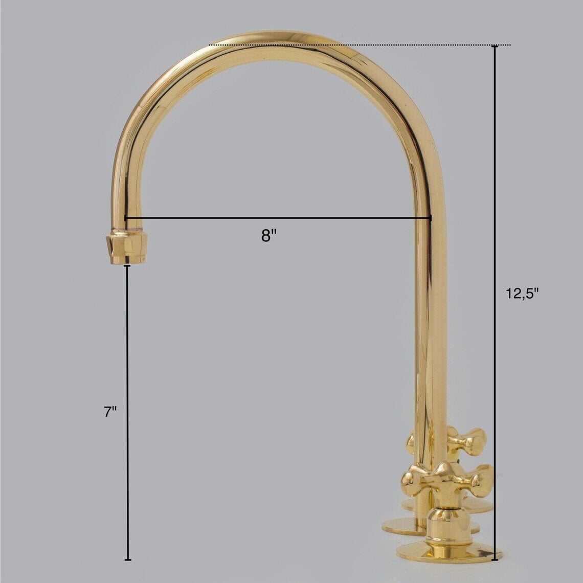 Unlacquered Brass 3-Holes Kitchen Faucet, Brass Widespread Kitchen Faucet