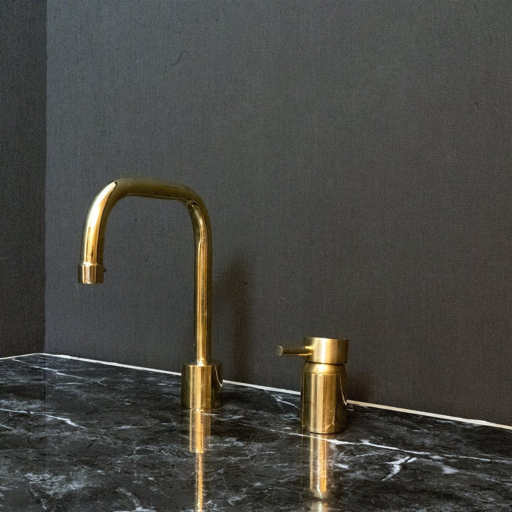 Unlacquered Brass Deck Mounted Basin Faucet