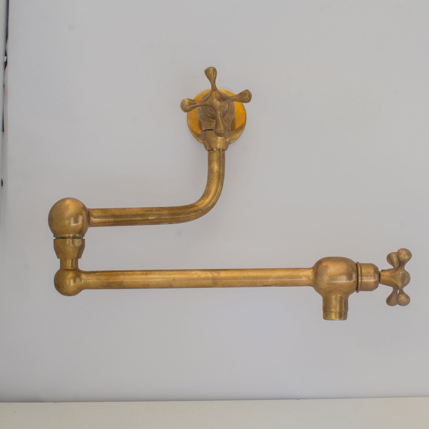 Unlacquered Brass Pot Filler,  Aged Brass Faucet, Stove Faucet