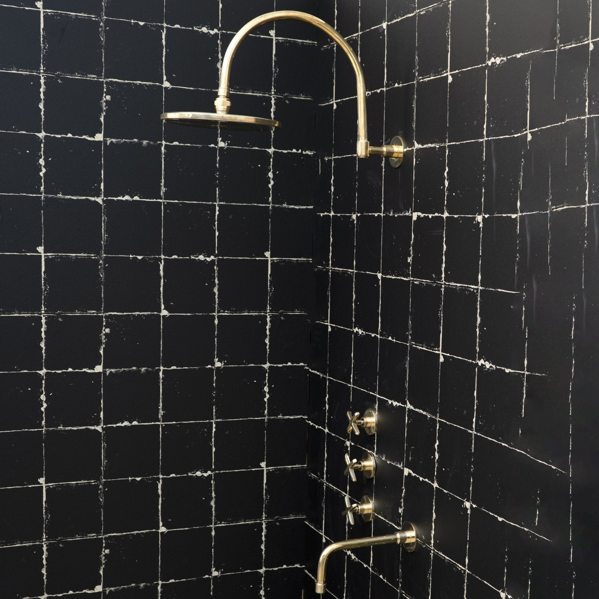 Unlacquered Brass Solid Brass Shower Head And Tub Filller