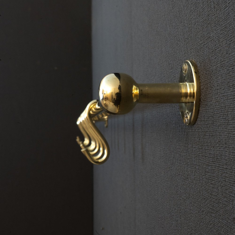 Unlacquered Brass Wall Mount Pot Rack